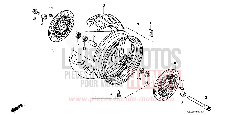 VORDERRAD von VTR "FireStorm" MUTE BLACK METALLIC (NH359M) von 1997